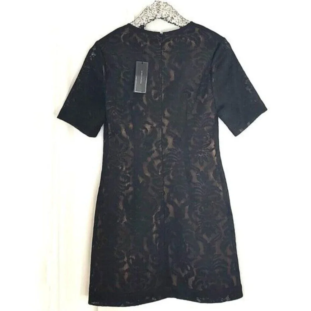 BCBGMaxAzria Ceara Mini Dress 2 Black Lace Cocktail Short Sleeve LBD NEW - Picture 11 of 11